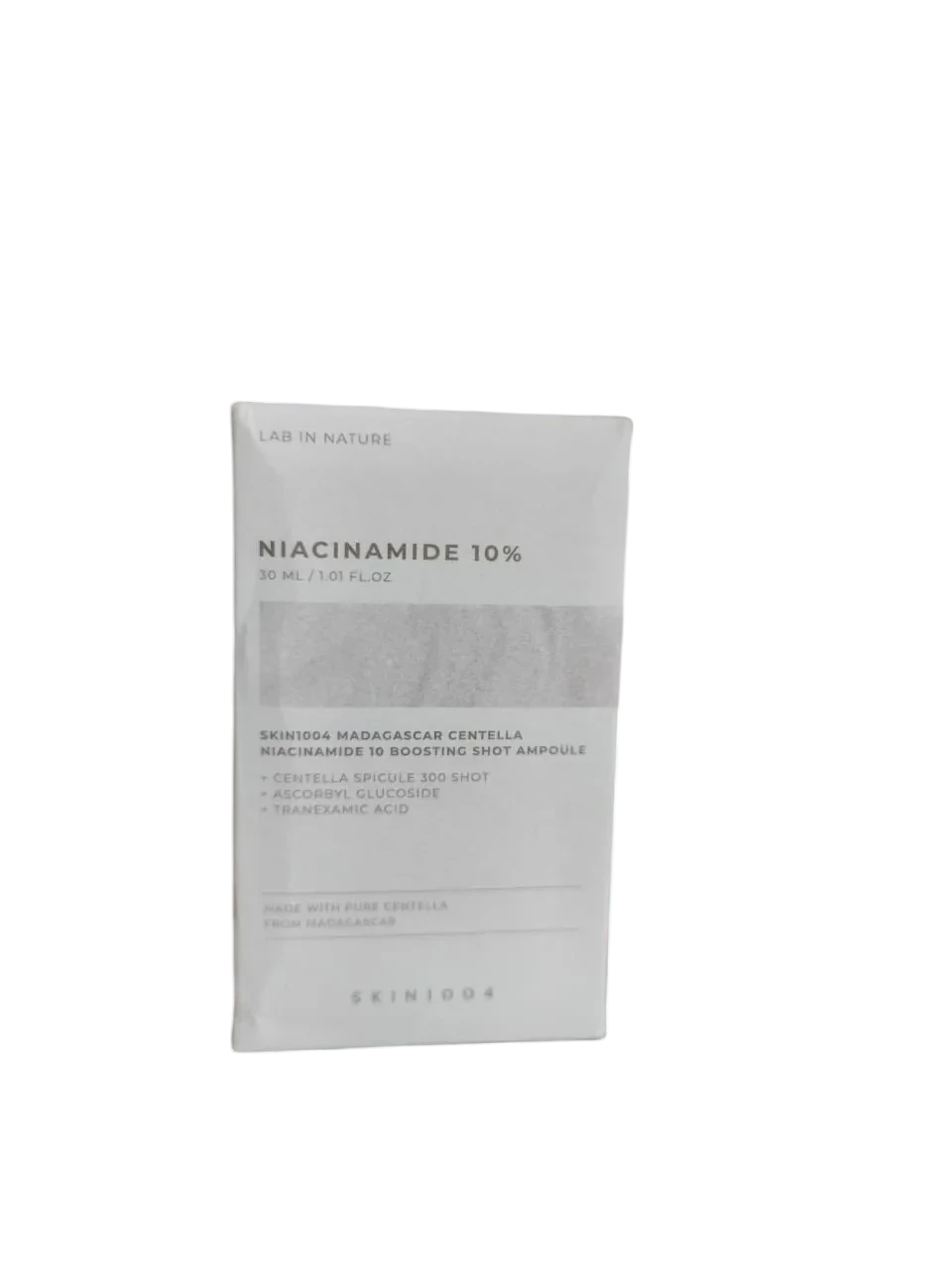 Caja de ampolla K-Chic Skin Especialidad SKIN1004 Madagascar Centella Niacinamide 10 Boosting Shot de 30 ml