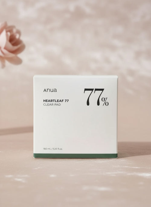 Caja de Anua Heartleaf 77 Clear Pad de K-Chic Skin Especialidad, tratamiento facial calmante con extracto de houttuynia