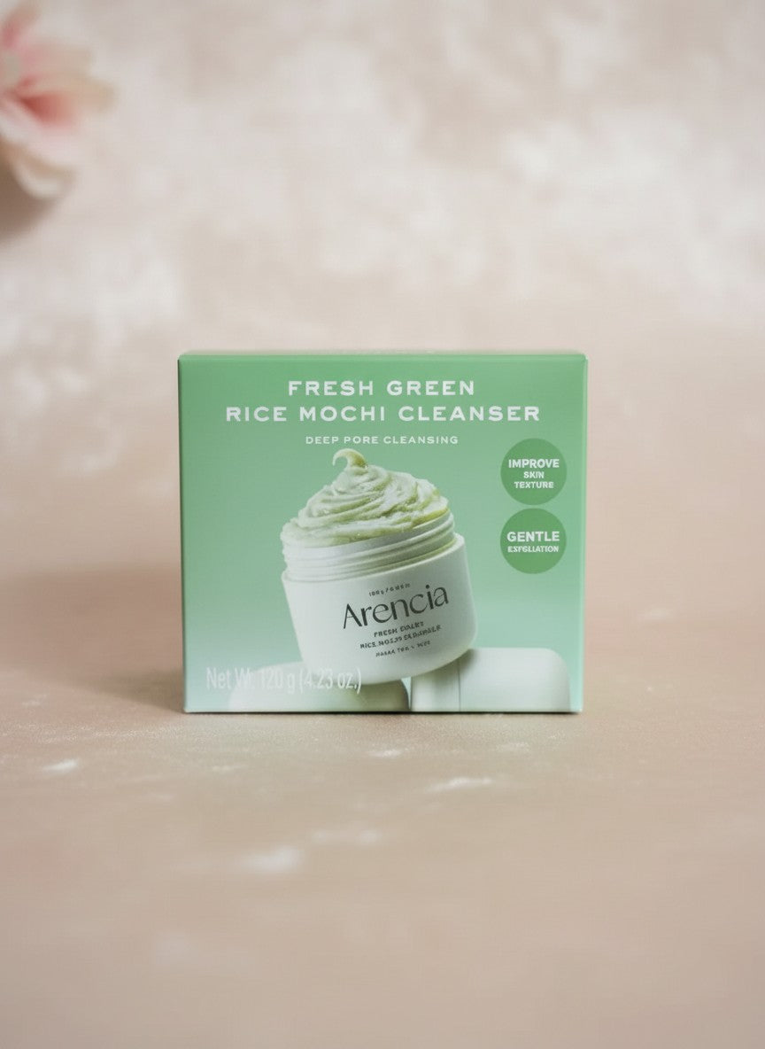 Caja del limpiador facial K-Chic Skin Especialidad Arencia Fresh Green Rice Mochi, tratamiento de arroz de 120g.