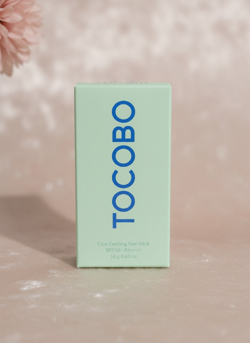 Protector solar en barra TOCOBO Cica Cooling Sun Stick de K-Chic Skin Especialidad en envase verde menta
